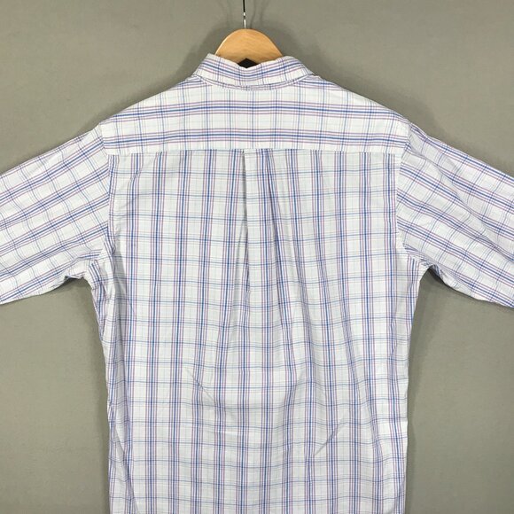 Izod Shirt Men's Medium Purple Plaid Button Down Long Sleeve Pocket Cotton Blend - Picture 11 of 14